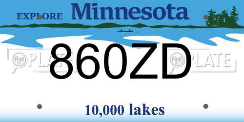 860ZD Minnesota License Plate