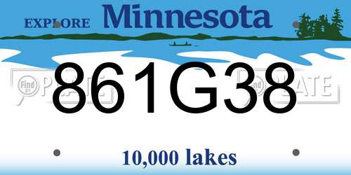 861G38 Minnesota License Plate