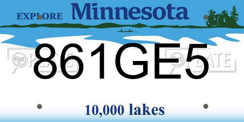 861GE5 Minnesota License Plate