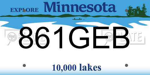 861GEB Minnesota License Plate