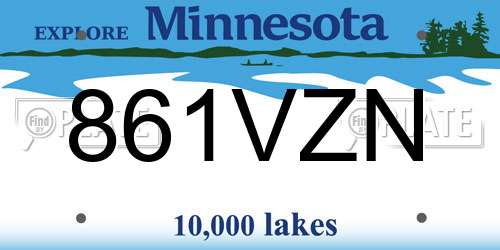 861VZN Minnesota License Plate