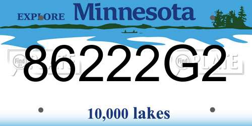 86222G2 Minnesota License Plate