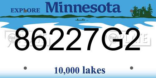 86227G2 Minnesota License Plate