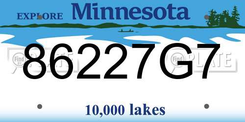 86227G7 Minnesota License Plate