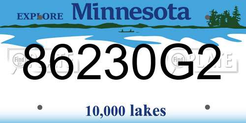 86230G2 Minnesota License Plate