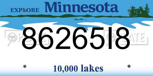 86265I8 Minnesota License Plate