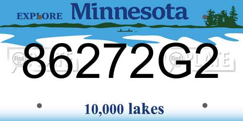 86272G2 Minnesota License Plate