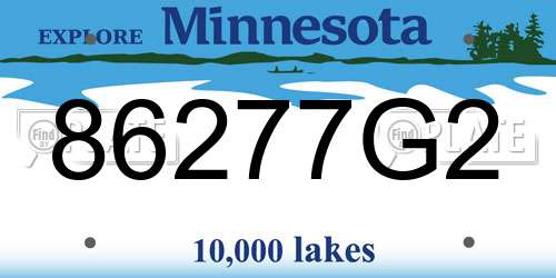 86277G2 Minnesota License Plate