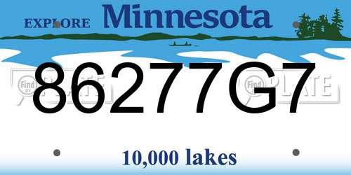 86277G7 Minnesota License Plate