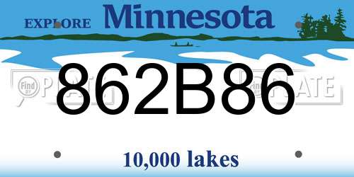 862B86 Minnesota License Plate