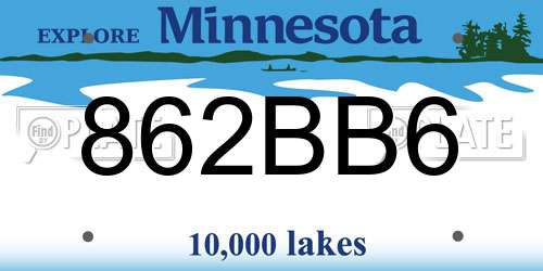 862BB6 Minnesota License Plate