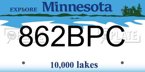 862BPC Minnesota License Plate