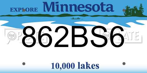 862BS6 Minnesota License Plate
