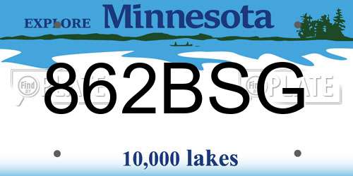 862BSG Minnesota License Plate