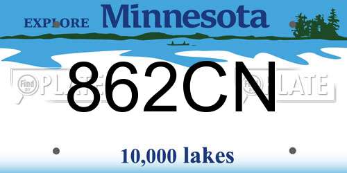 862CN Minnesota License Plate