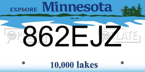 862EJZ Minnesota License Plate
