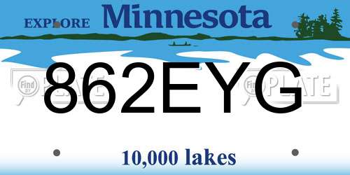 862EYG Minnesota License Plate
