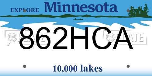 862HCA Minnesota License Plate