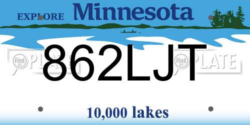 862LJT Minnesota License Plate
