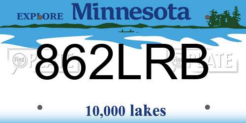 862LRB Minnesota License Plate