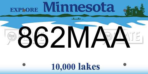 862MAA Minnesota License Plate