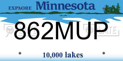 862MUP Minnesota License Plate