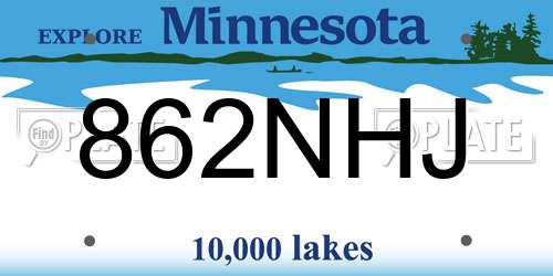 862NHJ Minnesota License Plate