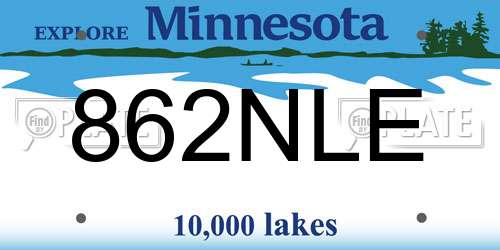 862NLE Minnesota License Plate