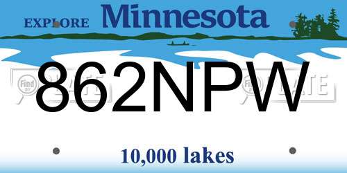 862NPW Minnesota License Plate
