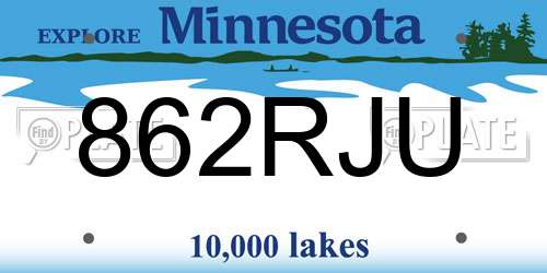 862RJU Minnesota License Plate