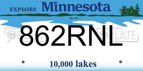 862RNL Minnesota License Plate