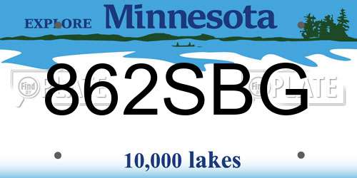 862SBG Minnesota License Plate