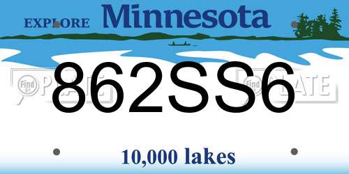 862SS6 Minnesota License Plate