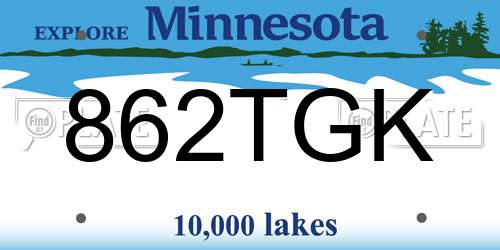 862TGK Minnesota License Plate