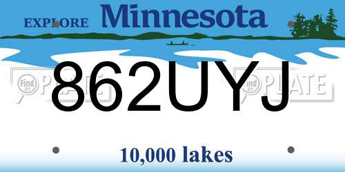 862UYJ Minnesota License Plate