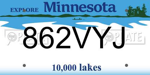 862VYJ Minnesota License Plate