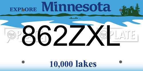 862ZXL Minnesota License Plate