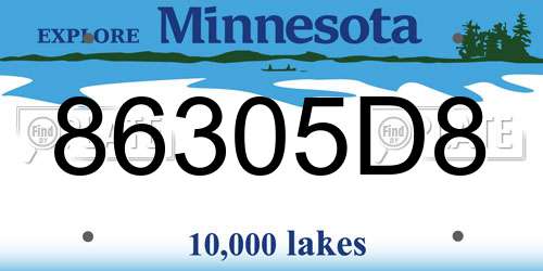 86305D8 Minnesota License Plate