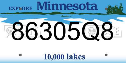 86305Q8 Minnesota License Plate