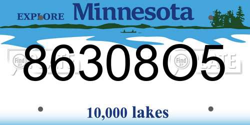 86308O5 Minnesota License Plate
