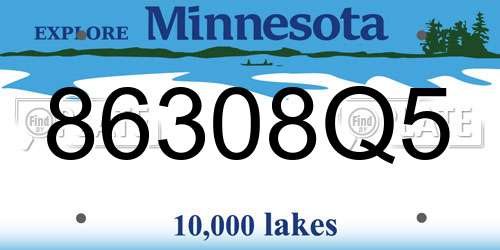 86308Q5 Minnesota License Plate