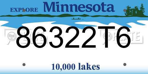 86322T6 Minnesota License Plate