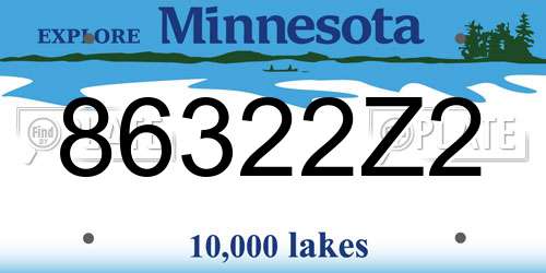 86322Z2 Minnesota License Plate