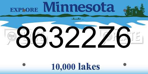 86322Z6 Minnesota License Plate