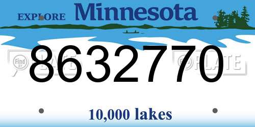 8632770 Minnesota License Plate