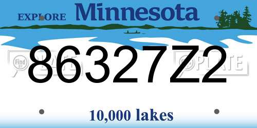 86327Z2 Minnesota License Plate