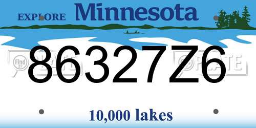 86327Z6 Minnesota License Plate