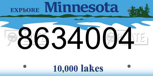 8634004 Minnesota License Plate