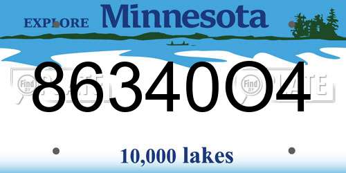 86340O4 Minnesota License Plate