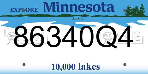 86340Q4 Minnesota License Plate